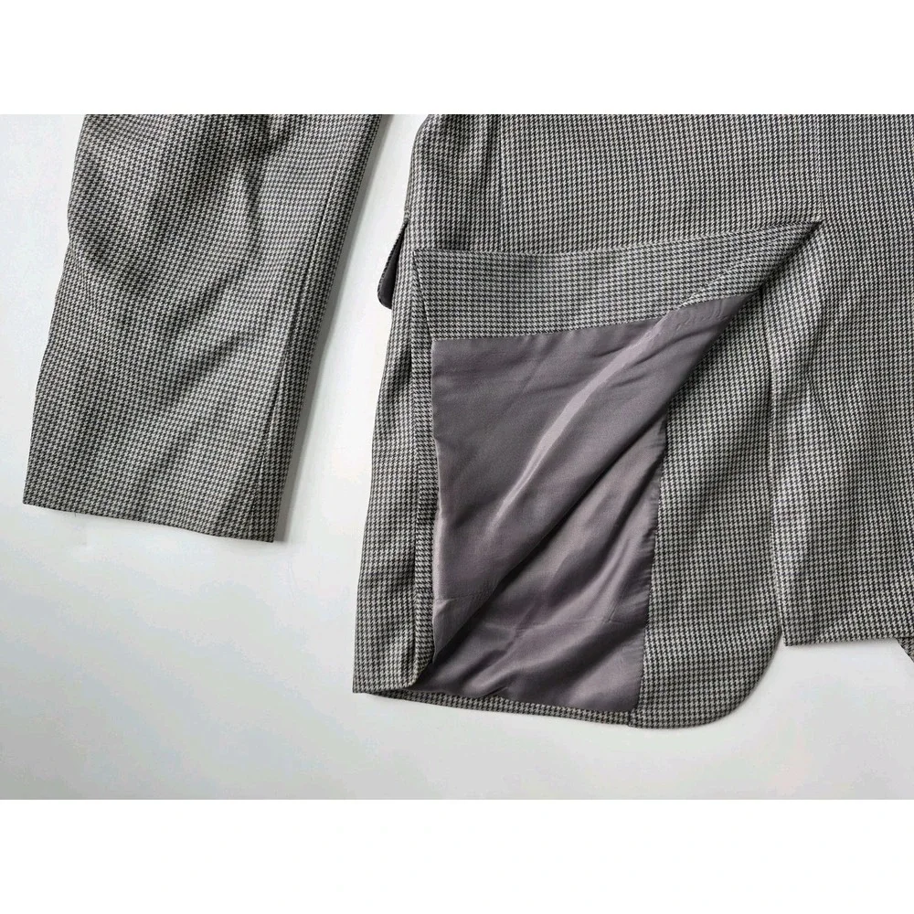 Jos A Bank Mens 42L Silk Wool Tailored Sport Coat Gray Blue Check Blazer